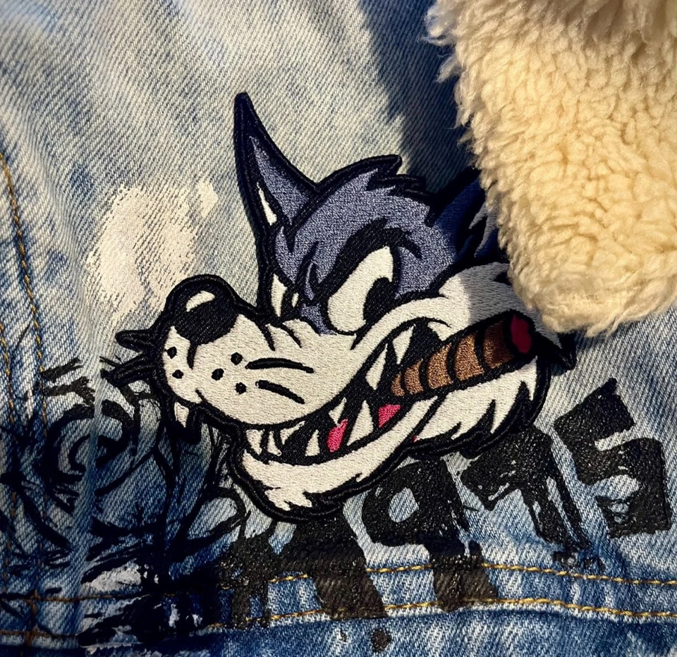 Badass Wolf 3D Embroidered Patches Sew-On Iron-On Patches Premium Patches Biker - Image 2 of 4