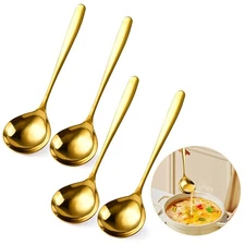 4 Pack Gold Gravy Ladles, SUS 304 Stainless Steel Sauce ladles, 8-Inch Small ...