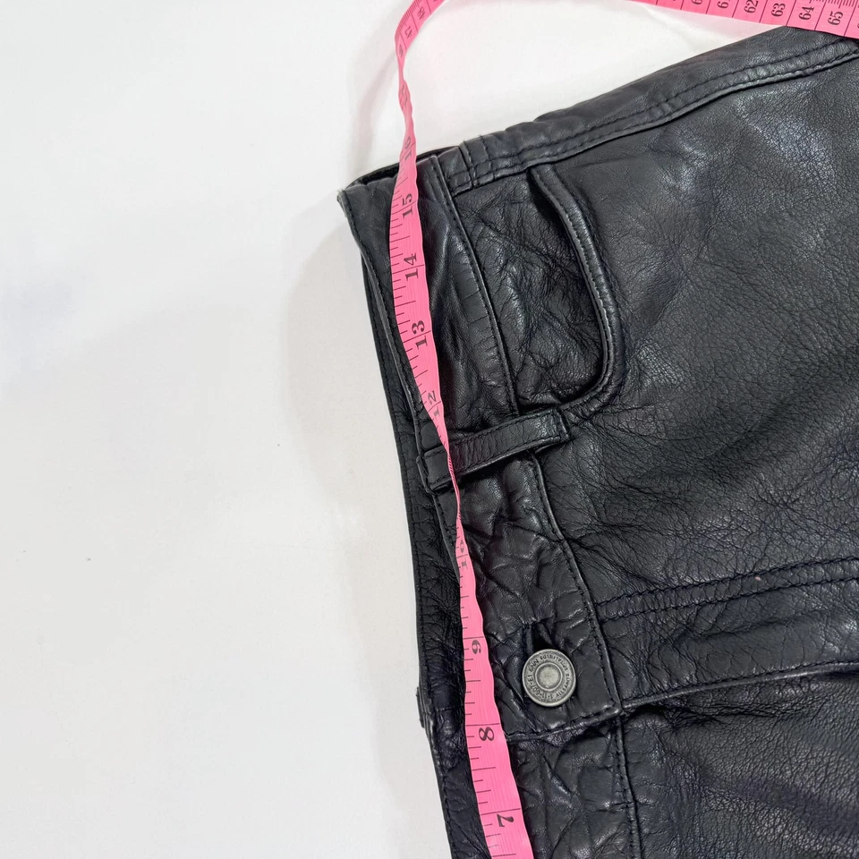 Pantalones de cuero All Saints Spitalfield para mujer 28 cuero ajustados motociclista cremallera mosca Foto 4 de 4