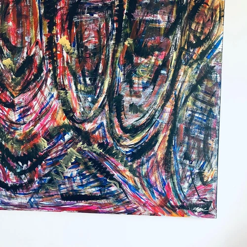 Grande Original Pintura Al Óleo en Lienzo Humo Torres Firmado G.B Teñir Moderno - Imagen 4 de 7