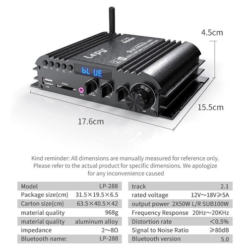 Compact 2.1CH Amplifier: HIFI Sound, 80dB SNR & Remote Control Ready - Bild 11 von 18