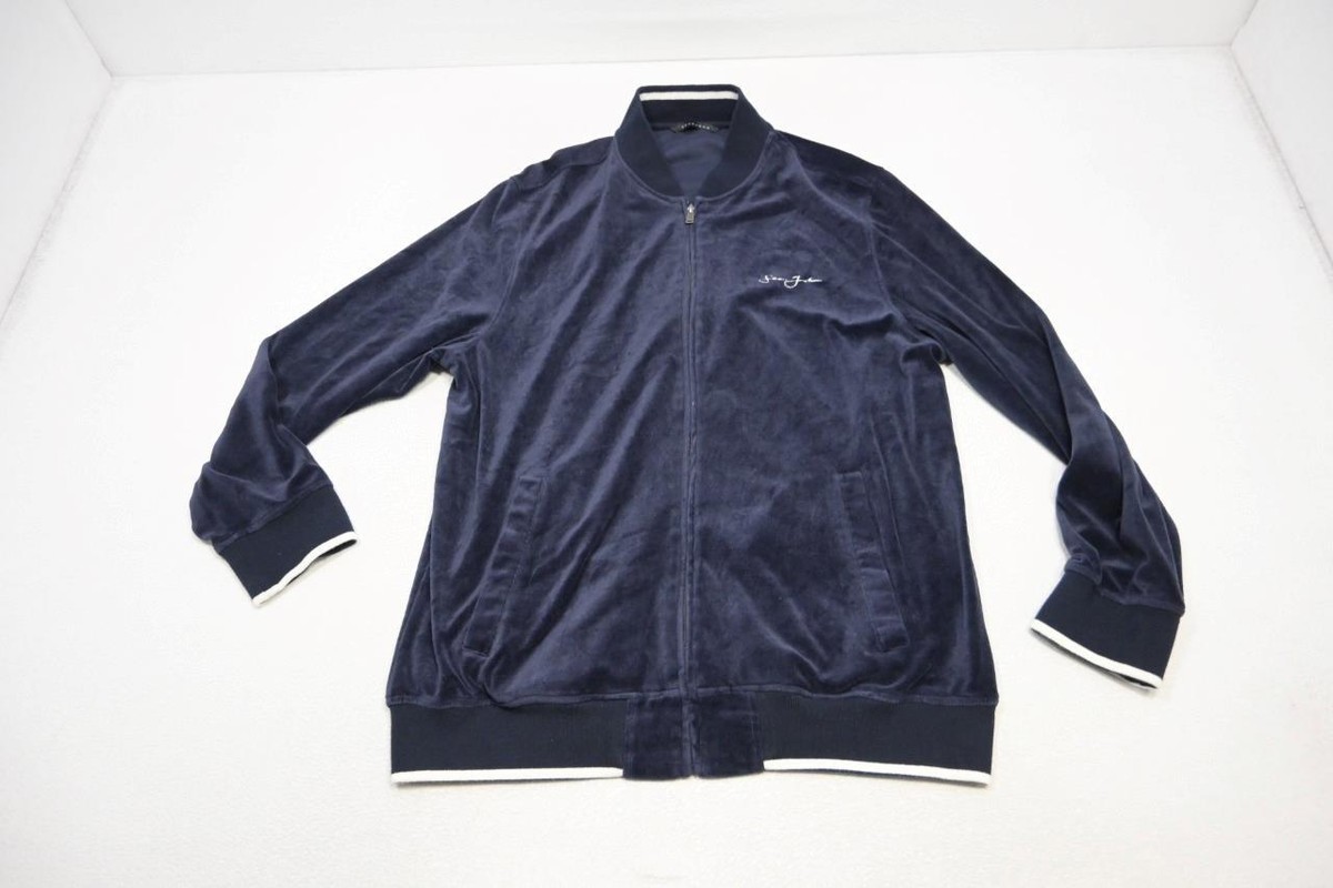 Sean John Velour Track Jacket Full Zip Dark Blue Long Sleeve Sean John Velour Track Jacket Full Zip Dark Blue Long Sleeve