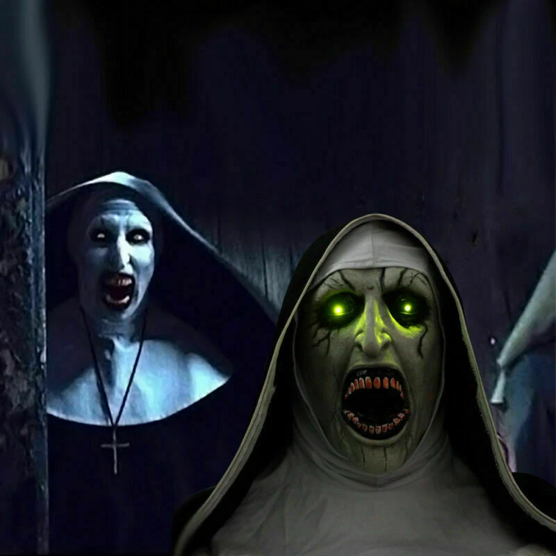 The Nun Mask With Scary Voice LED Mask Cosplay The Conjuring Valak Mask New
