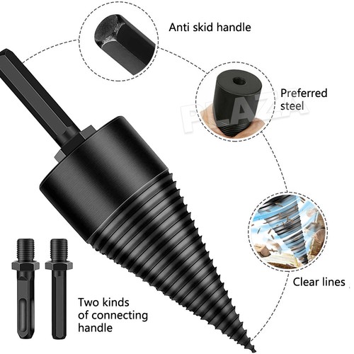 Twist Firewood Drill Bits Wood Splitter Steel Splitting Cone Driver High Speed - Picture 4 of 12
