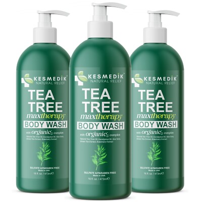 Kesmedik Tea Tree Body Wash, Holistic Antifungal & Antibacterial Body Wash - 3PK