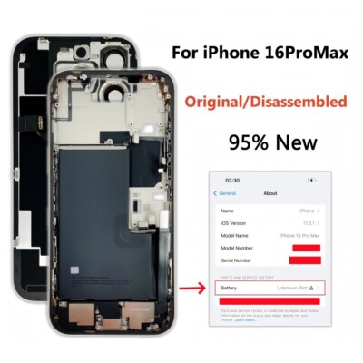 Middle Frame Housing For iPhone 16 Pro Max Back Cover Battery NFC Wireless 95%