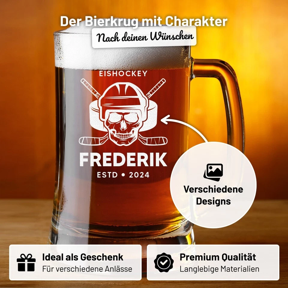 Chope à Bière 0,5 Litre avec Motif Gravure - pour Hommes - Idéal Comme Cadeau - Photo 2/4