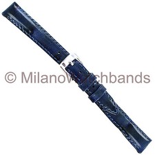 12mm Speidel Blue Patent Ostrich Grain Genuine Leather Ladies Watch Band Defect