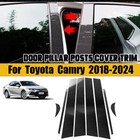 Fit 2018-2024 Toyota Camry Carbon Fiber Door Window Pillar Post Trim Accessories