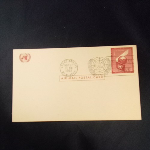 United Nations 1957 FDC primer día cubierta 4c correo aéreo postal postal - Imagen 2 de 3