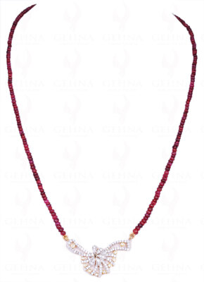 Tanmaniya Attached With Ruby Gemstone Smooth Round Beads