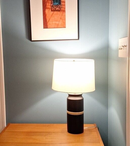 Mid-Century Modern Ceramic Modern Black Cylinder Table Lamp - Multiple Quanties! - Picture 3 of 12