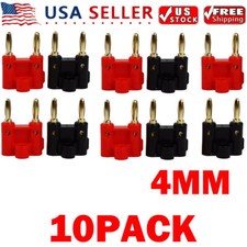 10 Pcs 4mm Gold Plated Dual Banana Plugs Screw Type Speaker Wire Cable Connector