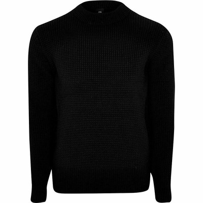 River Island Mens Black Knitted Waffle 