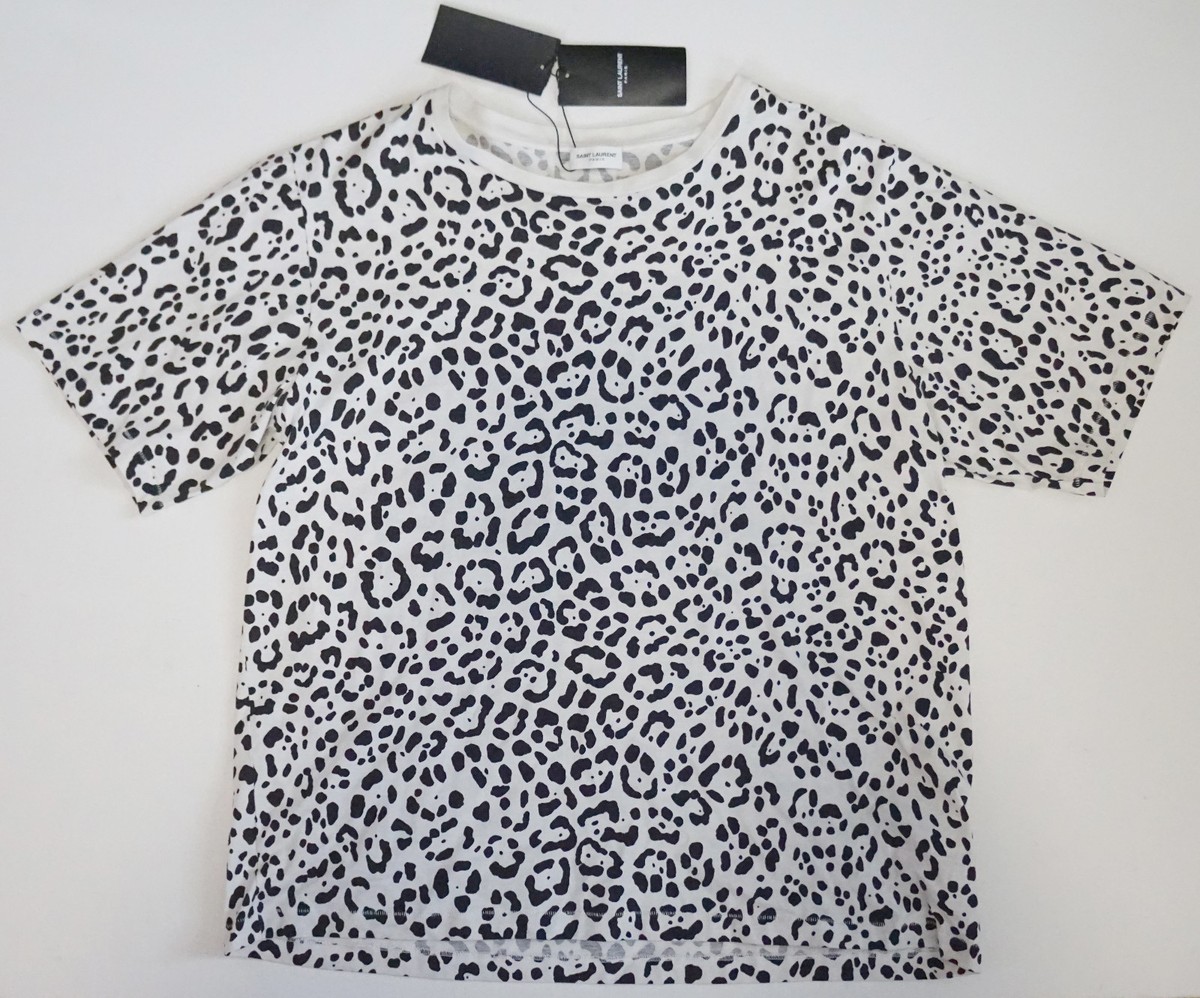 $590 🆕️ SAINT LAURENT Paris ANIMAL LEOPARD Printed 100% Cotton T