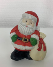 Vintage Santa Claus Figurine Ceramic 2.75" Bag Toys Holiday Decoration NWT