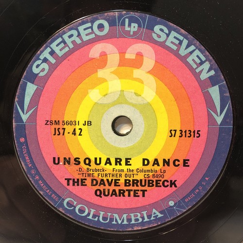 Dave Brubeck 45 Bru's Boogie Woogie/Unsquare Dance 60s Jazz 7" vinyl record NM- - Picture 3 of 4