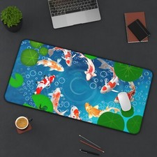 Koi Fish Pond Japanese Culture Nature Desk Mat Extra Large Mousepad Mouse Pad