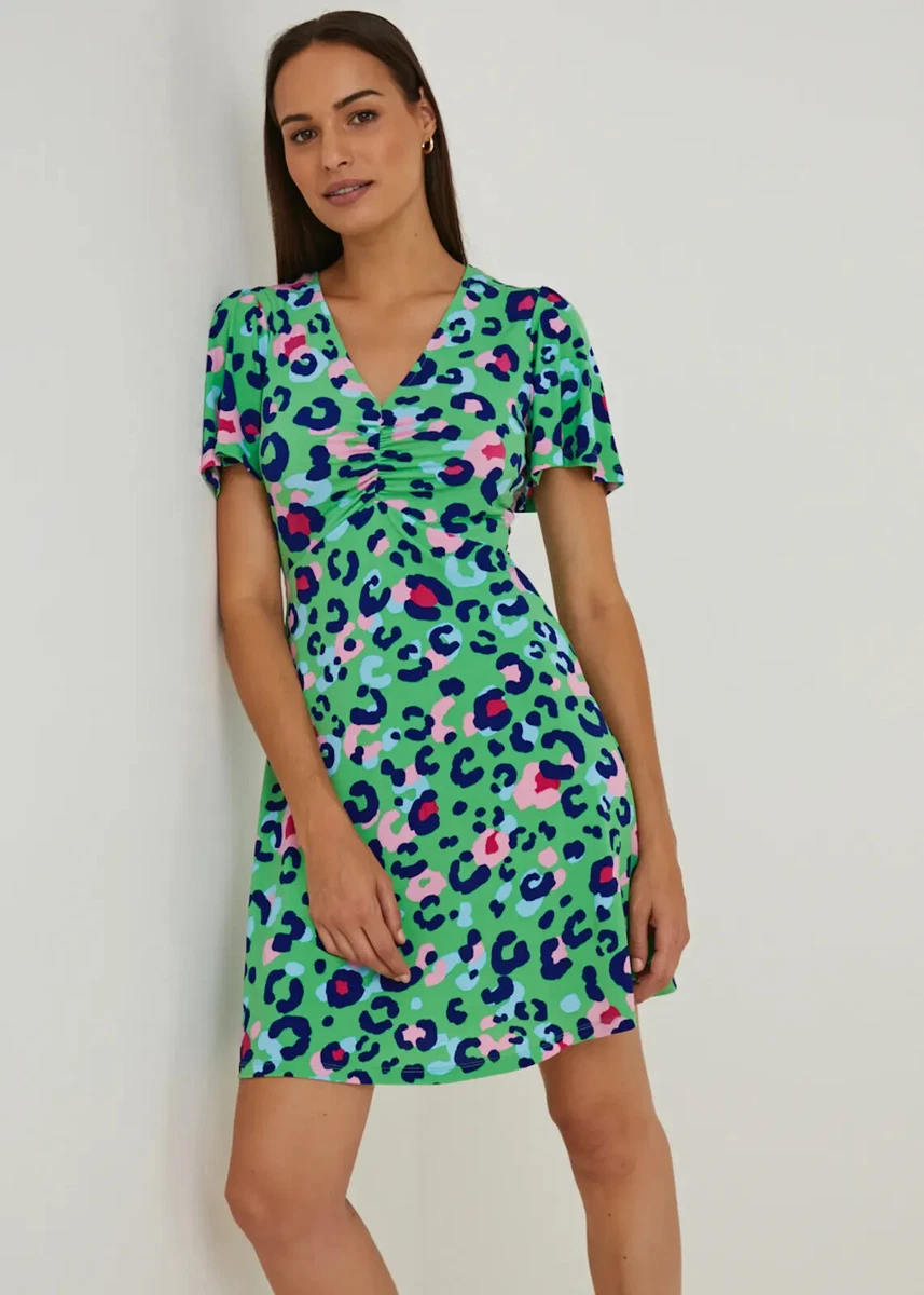 Green snakeskin shop print dress