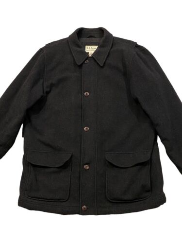 L.L. BEAN Wool Coat Jacket Insulated Gray Thinsulate Quilt Lined Mens XL OFKH4