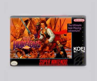 UNCHARTED WATERS NEW HORIZONS  / SNES - 2''x3'' FRIDGE MAGNET (super nintendo