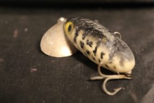 Vintage Antique Black/Tan Fred Arbogast Jitterbug Fishing Lure Made in USA #1