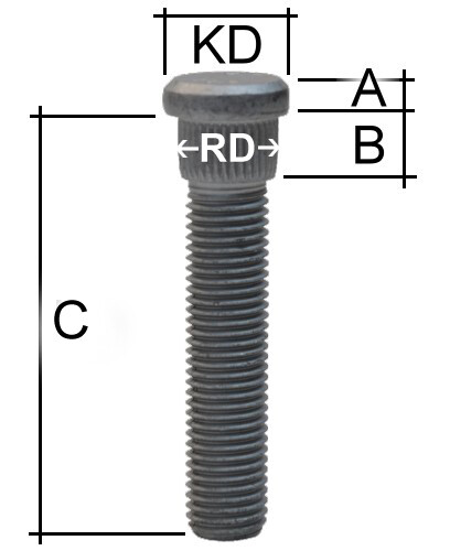 Rändelbolzen M12 x 1,5 x 37 mm RD14,0 mm - Bild 1 von 1