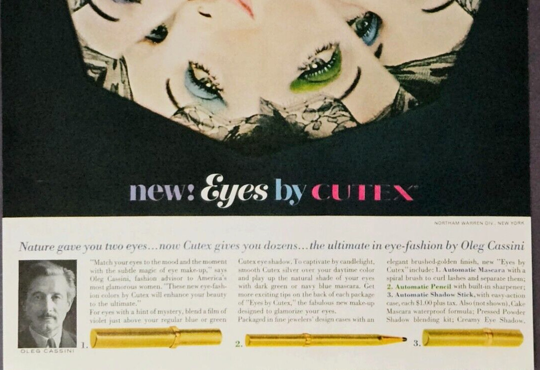 Cutex eye shadow ad vintage 1964 Oleg Cassini original advertisement