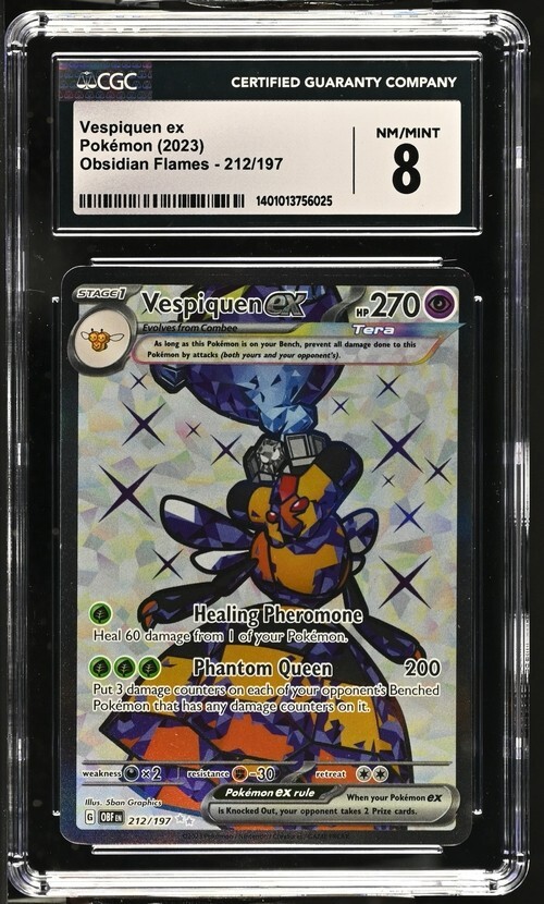 CGC Graded 8 NM/Mint Vespiquen ex 212/197 Obsidian Flames Pokemon