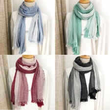 Women Men Cotton Scarves Long Shawls Head Wrap Muslim Headscarf Hijab Unisex