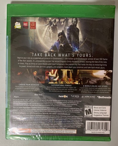 Dishonored 2 (Microsoft Xbox One) Brand New Sealed - Picture 2 of 3