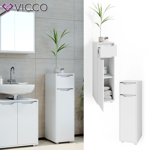 Badschrank Badezimmerschrank Midischrank Badregal BadmöBel Schublade Ruben Vicco-image