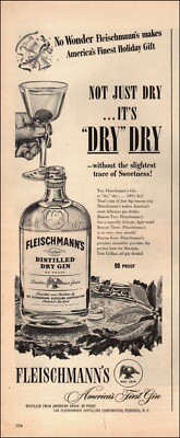1947 Vintage ad FLEISCHMANN'S Distilled Dry Gin retro Bottle  Art   01/10/24