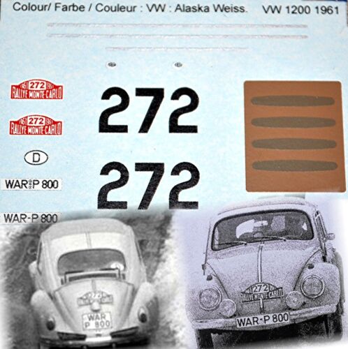 VW 1200 Käfer Beetle Rallye Monte Carlo 1961 #227 1:43 Decal Abziehbild - Afbeelding 1 van 1