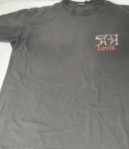 Vintage 80s Levis 501 Graphic Tee Shirt Boxy Single Stitch Distressed 2XL RARE - Picture 3 of 11