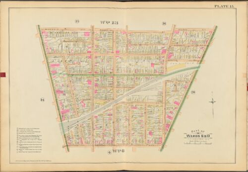 1888 MONROE CO ROCHESTER NY CENTRAL & HUDSON RIVER R.R. SCUOLA #9 COPIA MAPPA ATLANTE - Foto 1 di 4
