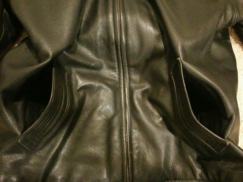Structure Heavyweight Leather Insulated Bomber Jacket Casual Coat. Black. Mens S - Picture 9 of 12