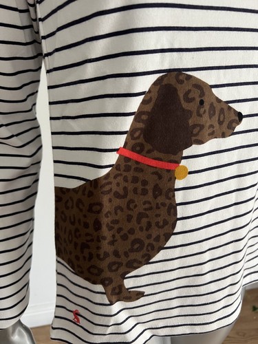 Womens Joules Harbour Top Size 6 Cream Stripe Sausage Dog Long Sleeve NEW OP96 - Picture 14 of 17
