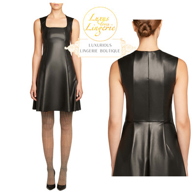 JENNA DRESS by Wolford 36 black schwarz Glänzendes Lederimitat A Linien Kleid