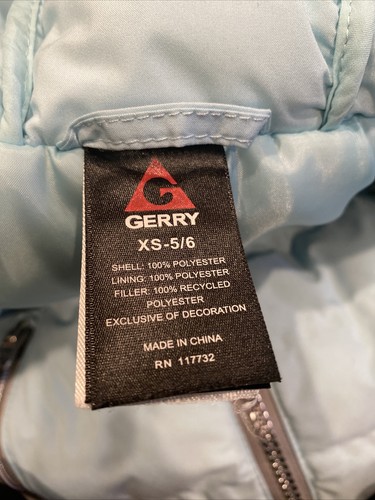 Gerry jacket kids XS 5-6 Green Hooded Shiny Sparkly Zipper - Picture 5 of 6