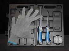 Outdoor Angler 2 Fillet Knives with sharpener and Protect Gloves ONLY~ AO4049274