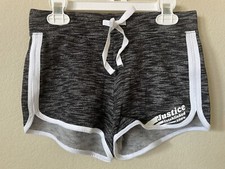 NWT Justice Active Heather Black White Stripe Trim Girls  Dolphin Shorts Size 10