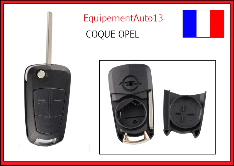 Coque boitier plip de CLE pliante OPEL CORSA , ASTRA, ZAFIRA, MERIVA 2 bouton