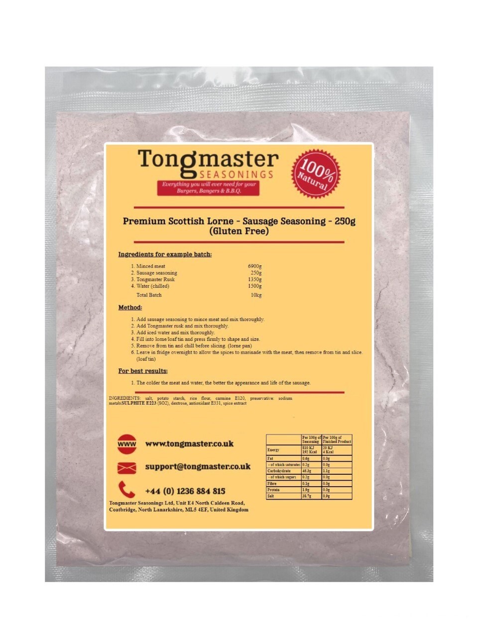 Premium Scottish Lorne Sausage Seasoning - 250g (Gluten Free)