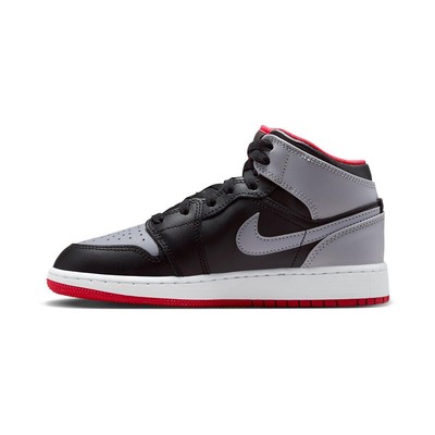 BOYS GRADE SCHOOL AIR JORDAN 1 MID_BLACK/CEMENT GREY-FIRE RED 