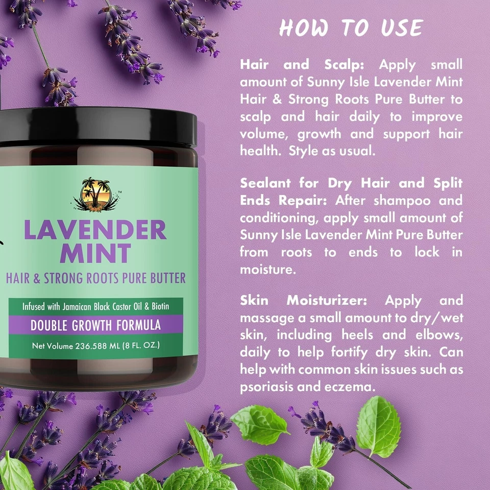 Sunny Isle Lavender Mint Hair and Strong Roots Butter 8oz - Image 4 of 4