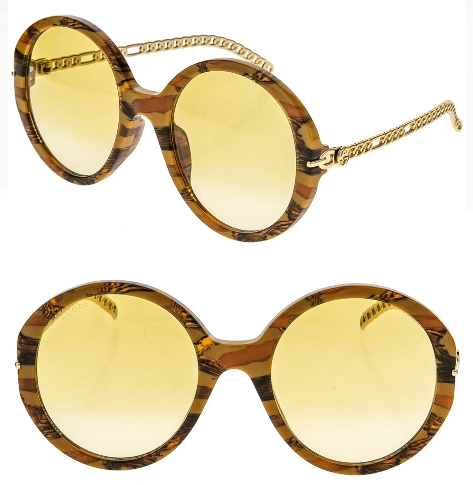 GUCCI GG0726 CHAIN 0726 Gold Brown Yellow Star Detachable Charm Sunglasses 004 - Image 2 of 4