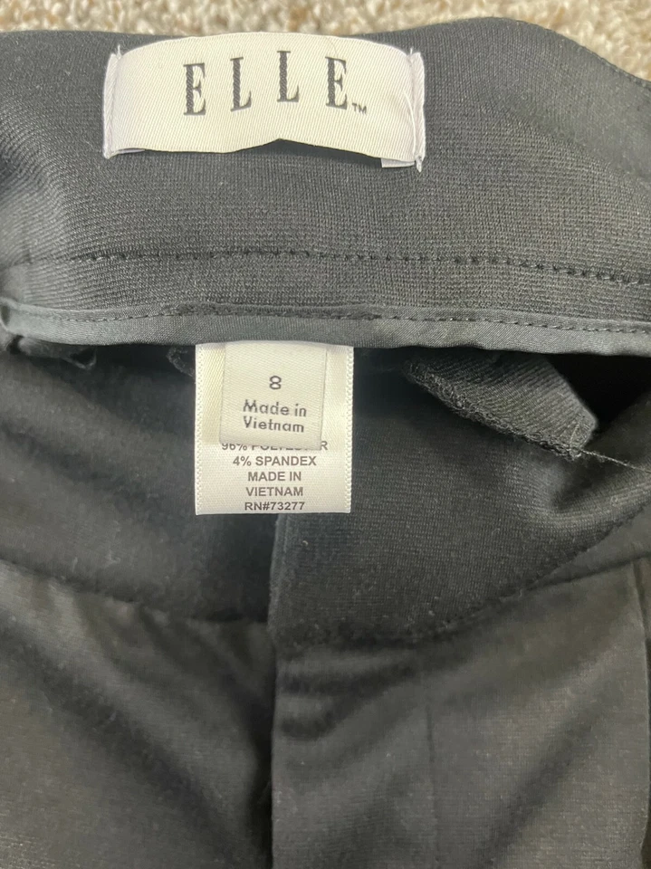 Pantalones de vestir Elle de pierna recta para mujer talla 8 negros plisados delanteros elásticos Foto 3 de 4