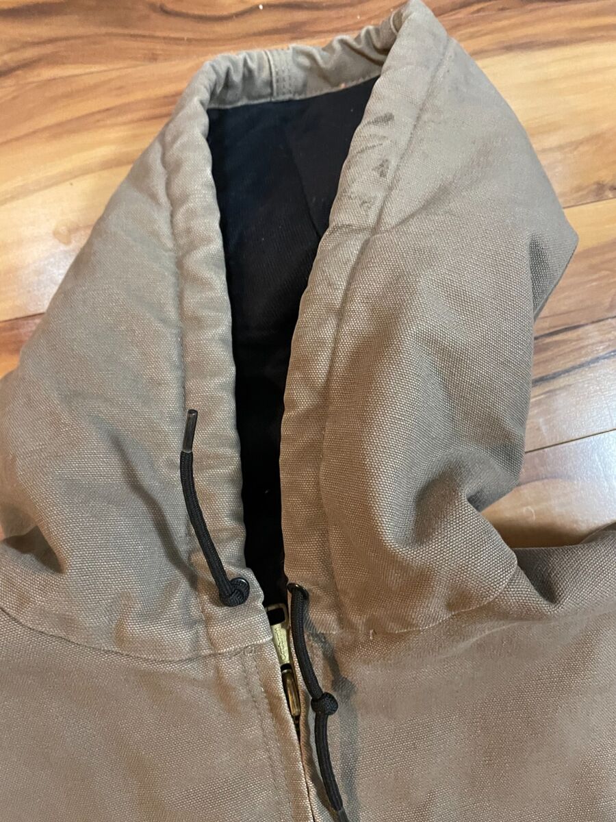 Carhartt Jacket J130MUS Hooded Quilted Lined Work Coat Brown Carhartt Jacket J130MUS Hooded Quilted Lined Work Coat Brown