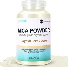 Mica Powder,7.05OZ  200g  ,Crystal Gold Pearl Mica Powder Pigment for Epoxy